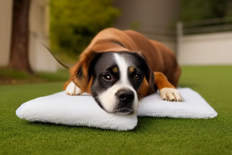 狗狗正在专注地使用嗅闻垫寻找食物，这是一种极佳的心智消耗方式。