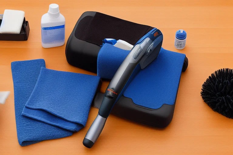 高效清洁工具组合：超细纤维布、喷瓶、除尘掸和无绳吸尘器