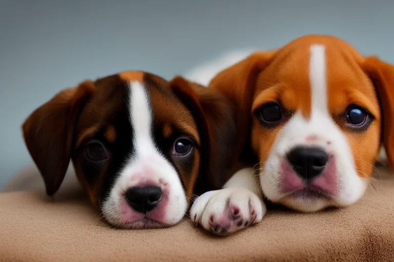 幼犬平静与压力身体语言对比示意图