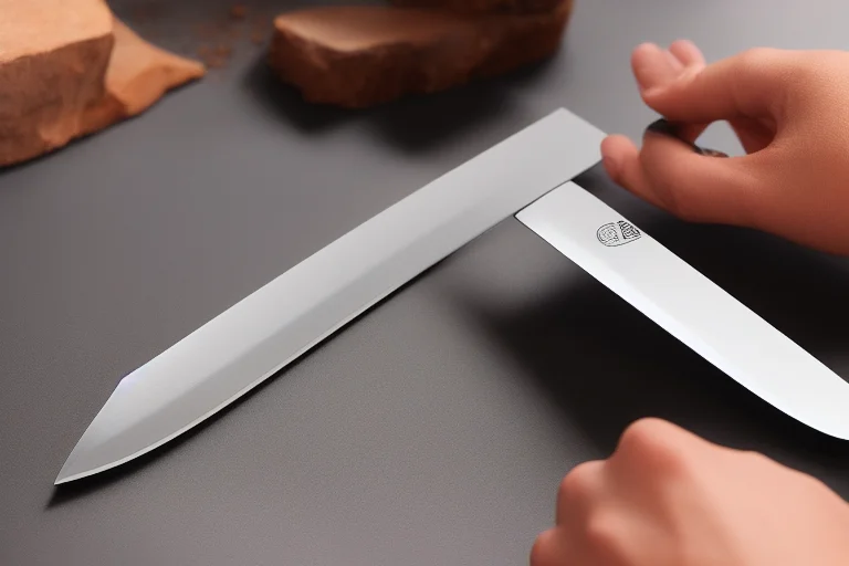 在磨刀石上打磨厨房刀的步骤图解，展示正确角度