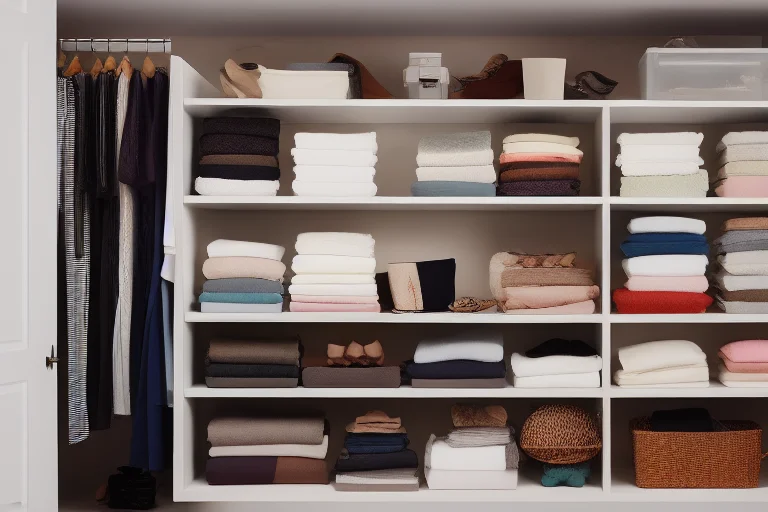 一个科学规划后的衣柜，衣物按类型和颜色分类，折叠整齐，存取便利。