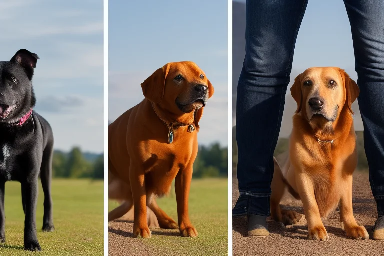 肌肉量良好的健康老年犬与消瘦老年犬的对比图，附蛋白质摄入与肌纤维保留示意图